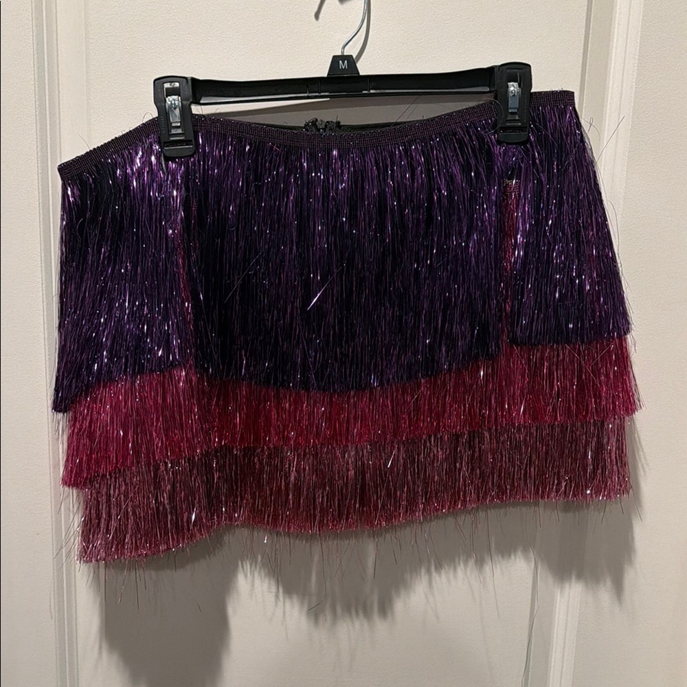 Nasty Gal Metallic Tinsel Skirt w/hot pants NWT